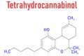 THC, delta-9-tetrahydrocannabinol, dronabinol, cannabis drug molecule. Skeletal formula. Royalty Free Stock Photo