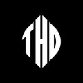 THD circle letter logo design with circle and ellipse shape. THD ellipse letters with typographic style. The three initials form a Royalty Free Stock Photo