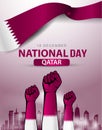 18thDecember Qatar National Day. hand holding power, strength. abstract vector illustration design