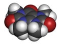 Theacrine molecule. Caffeine analog present in kucha tea. 3D rendering.