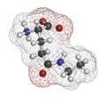 Theanine herbal molecule. Constituent of tea prepared from Camellia sinensis. Also taken as nutritional supplement. Atoms are Royalty Free Stock Photo