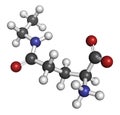Theanine herbal molecule. Constituent of tea prepared from Camellia sinensis. Also taken as nutritional supplement. Atoms are Royalty Free Stock Photo