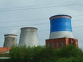 THeat power plant. Huge exhaust pipes. Royalty Free Stock Photo