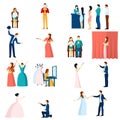 Theater actors flat icons set Royalty Free Stock Photo