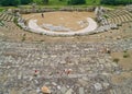 Theater in the ancient site of Filipoi. Classical outdoors stone Amphitheater Royalty Free Stock Photo