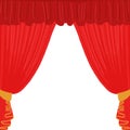 Theater background with open red velvet curtains in retro style and empty space Royalty Free Stock Photo
