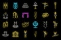 Theater ballet icons set vector neon Royalty Free Stock Photo