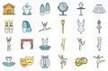 Theater ballet icons set vector color line Royalty Free Stock Photo