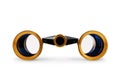 Theater binoculars with golden cord on white background, isolated Royalty Free Stock Photo