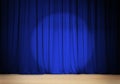 Theater blue curtain with wooden stage