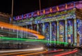 The theater in Bordeaux illuminated for Christmas in technicolor in long exposure