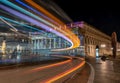 The theater in Bordeaux illuminated for Christmas in technicolor in long exposure