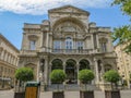 Theater building in historic plaza in Avignon France