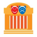 Theater building and theatrical masks Royalty Free Stock Photo