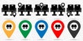 Theater chairs icon in location set. Simple glyph, flat illustration element of cinema theme icons