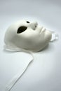 Theater concept. Closeup of white classical theatrical mask on white background