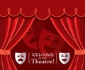 Theater curtains with masks Royalty Free Stock Photo