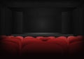 Theater empty interior scene with red seats in auditorium vector