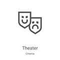 theater icon vector from cinema collection. Thin line theater outline icon vector illustration. Linear symbol for use on web and Royalty Free Stock Photo