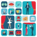 Theater Icons Flat Set Royalty Free Stock Photo