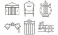 Theater icons set. Flat icons of art and culture Royalty Free Stock Photo