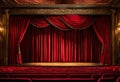 Theater interior with drapes, armchairs and dramatic light and shadows Royalty Free Stock Photo