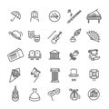 Theater linear icons. Theatre collection of isolated symbols - Vector