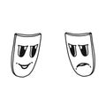 The theater and mask icon. Drama, comedy, tragedy symbol. Flat Vector illustration