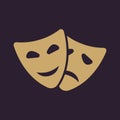 The theater and mask icon. Drama, comedy, tragedy symbol. Flat