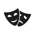 The theater and mask icon. Drama, comedy, tragedy symbol. Flat Royalty Free Stock Photo