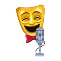 Theater mask with retro microphone icon, colorful design Royalty Free Stock Photo