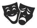 Theater mask symbols vector set, sad and happy concept