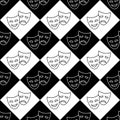 Theater masks, black and white seamless pattern Royalty Free Stock Photo