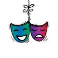 Theater masks, drama and comedy. Royalty Free Stock Photo