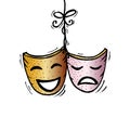 Theater masks, drama and comedy. Royalty Free Stock Photo