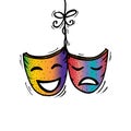 Theater masks, drama and comedy. Royalty Free Stock Photo