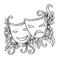 Theater masks, drama and comedy. Royalty Free Stock Photo