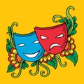 Theater masks, drama and comedy. Royalty Free Stock Photo