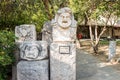 Theater masks Roman marble sculpture or blocks