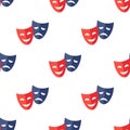 Theater masks, seamless pattern. Royalty Free Stock Photo