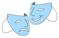 Theater masks freehand drawing on white background