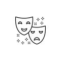 Theater masks tragedy comedy drama icon. Element of literature icon Royalty Free Stock Photo