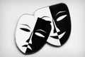 Black and white. Theater masks. White background