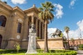 The Theater Massimo Vittorio Emanuele with the bust of Giuseppe Verdi in front, Palermo, Sicily, Italy Royalty Free Stock Photo