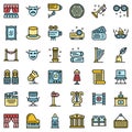 Theater museum icons set vector flat