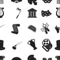 Theater pattern icons in black style. Big collection of theater vector symbol stock illustration