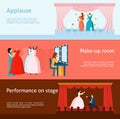 Theater performance flat banners set Royalty Free Stock Photo