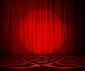 Theater red curtains and seats 3d illustration Royalty Free Stock Photo