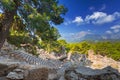 Theater ruins in the ancient city of Phaselis, Antalya province. Turkey