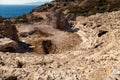 Theater ruins where music concerts are held in the ancient city of Knidos, one of the ancient cities of Anatolia